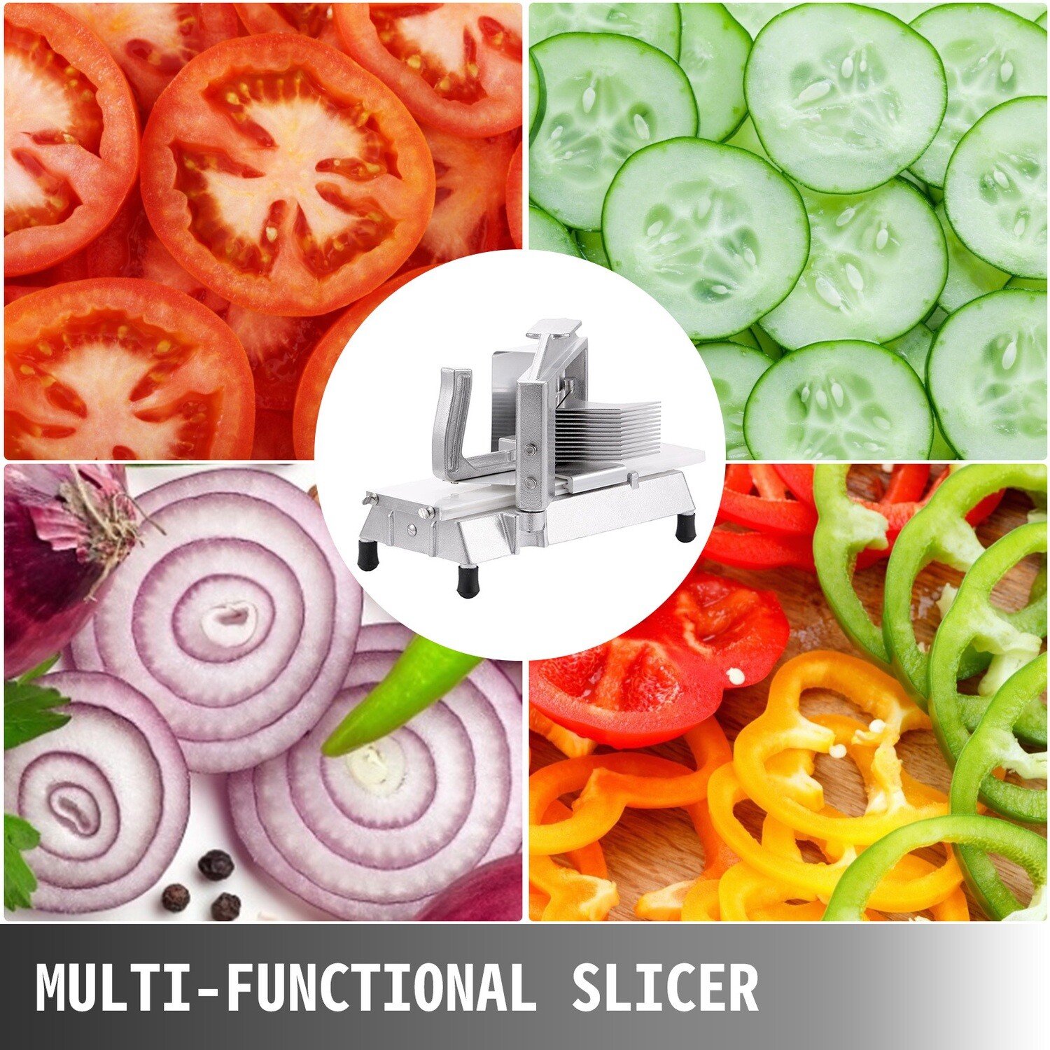 Stainless Steel Cast Manual Tomato Slicer With 3/16 Scalloped Blade