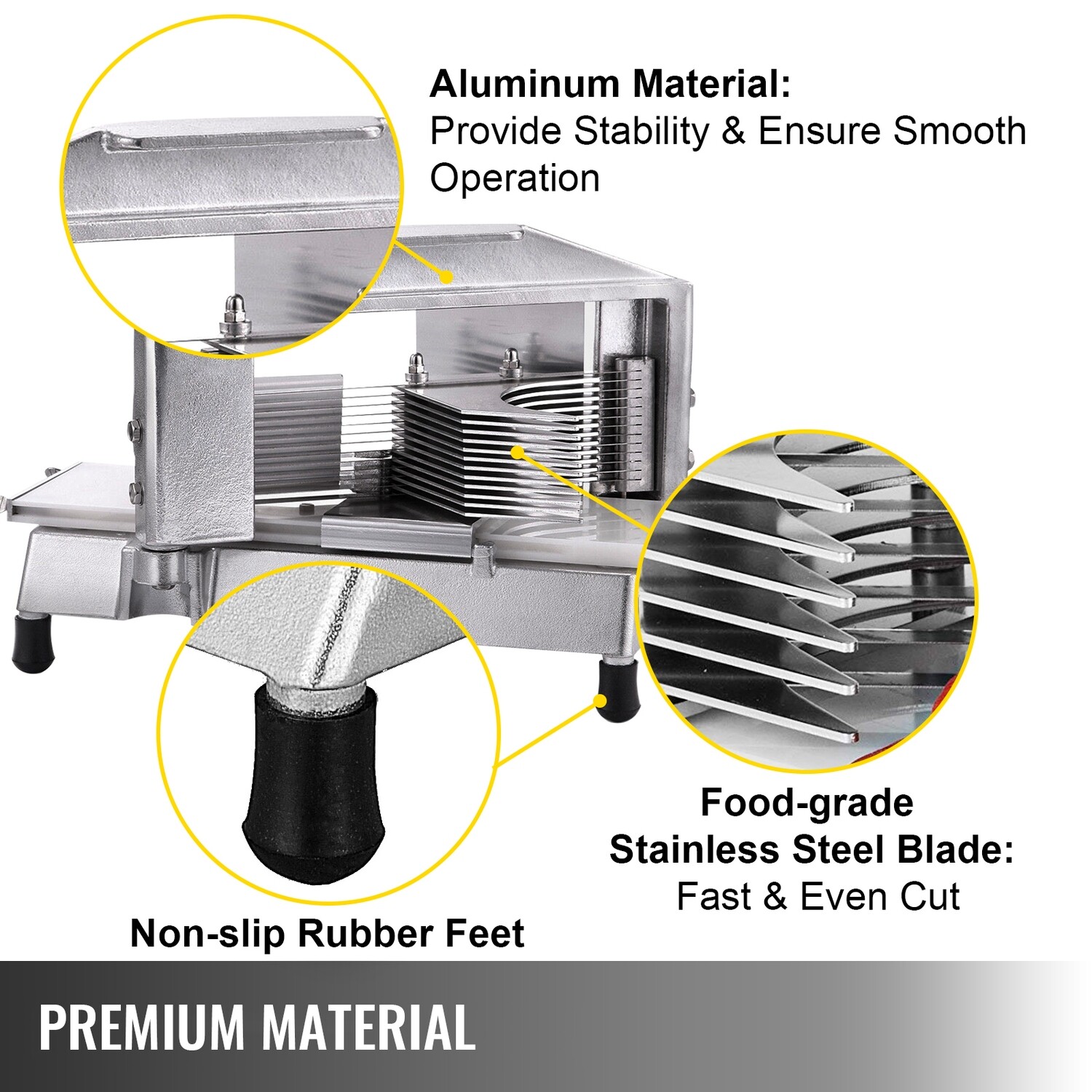 Stainless Steel Cast Manual Tomato Slicer With 3/16 Scalloped Blade