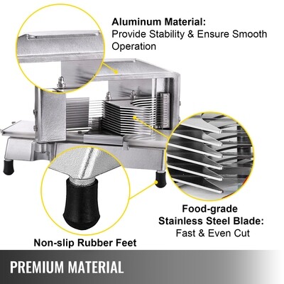 Stainless Steel Cast Manual Tomato Slicer With 3/16 Scalloped Blade