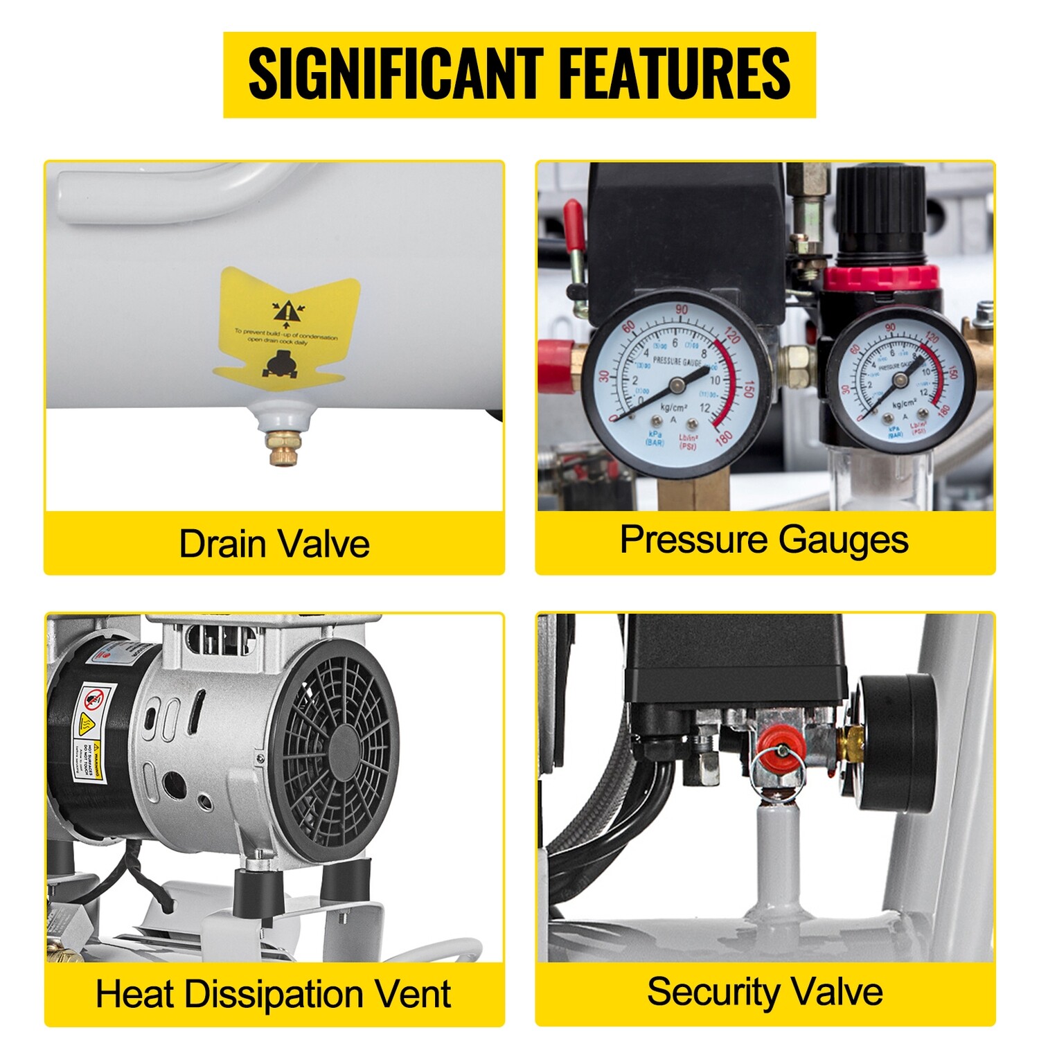 9L Silent Oil-Free Dental Medical Air Compressor - 550W Ultra-Quiet Precision Equipment for Clinics, Labs, and Medical Applications, Ensuring Reliable Performance and Clean Air Supply