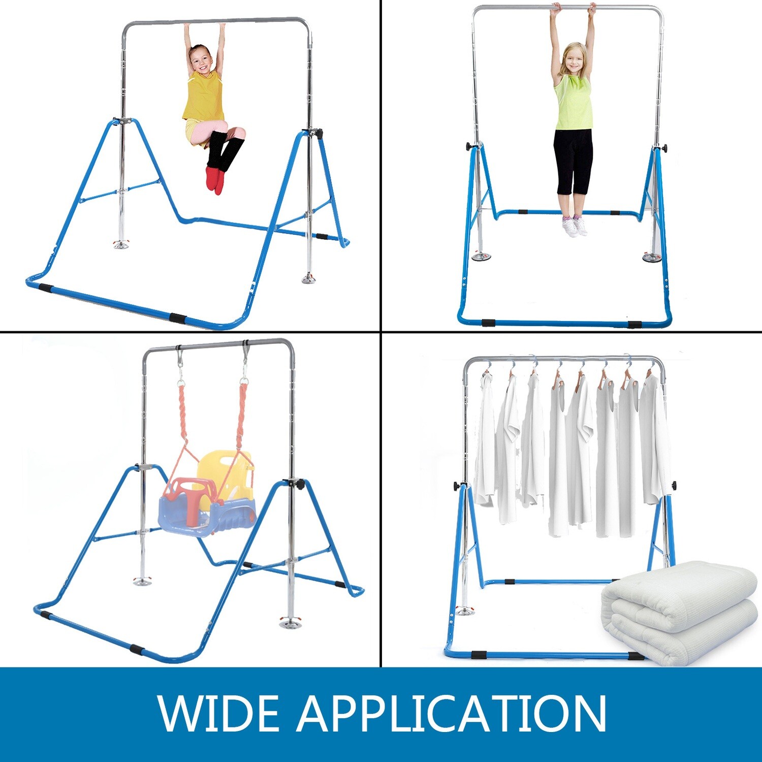 Gymnastics Bar for Kids Home Gym Expandable Horizontal Training Bars with Adjustable Heights