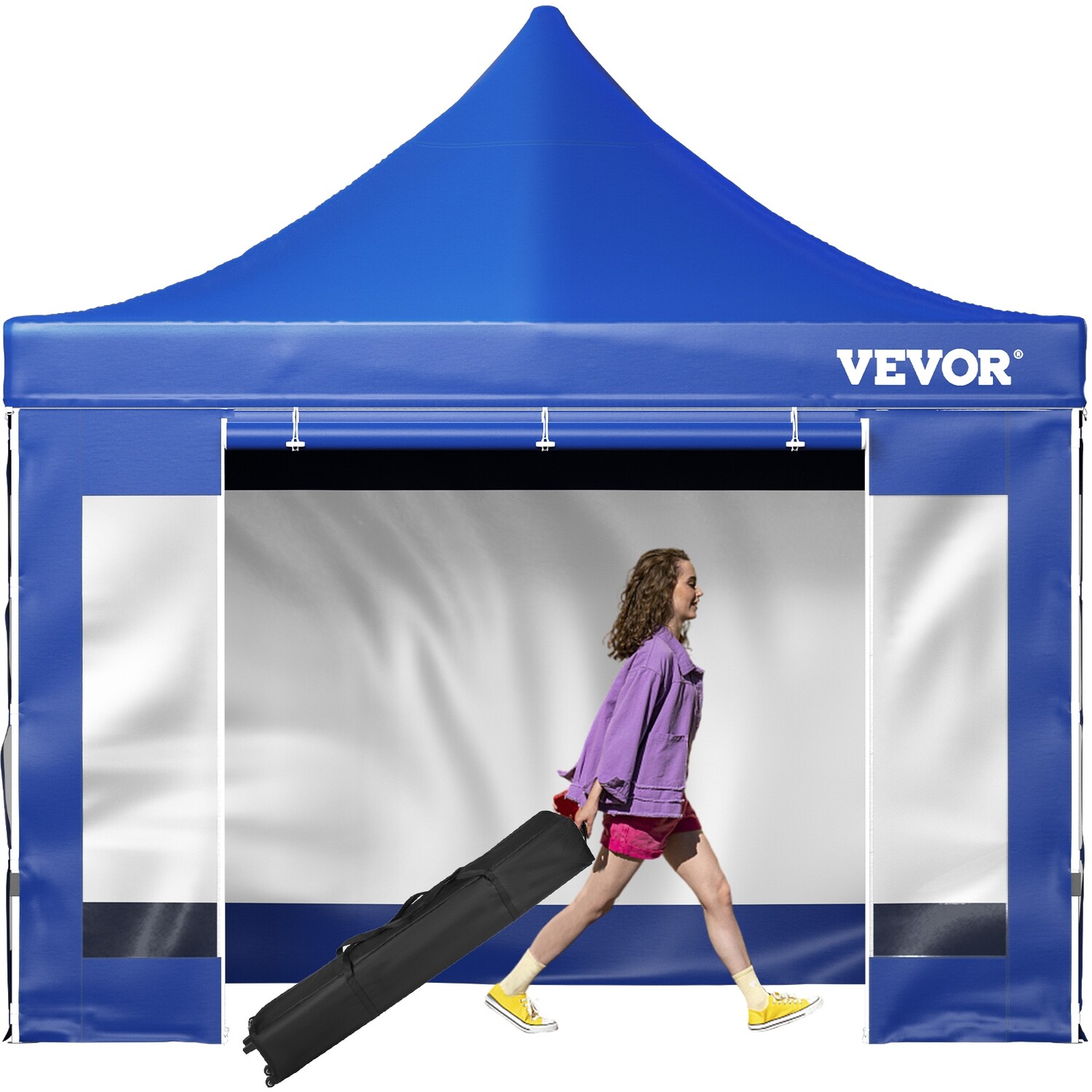 Outdoor Gazebo Tent Pop-Up Canopy Tent 10 x 10 FT with Sidewalls Blue