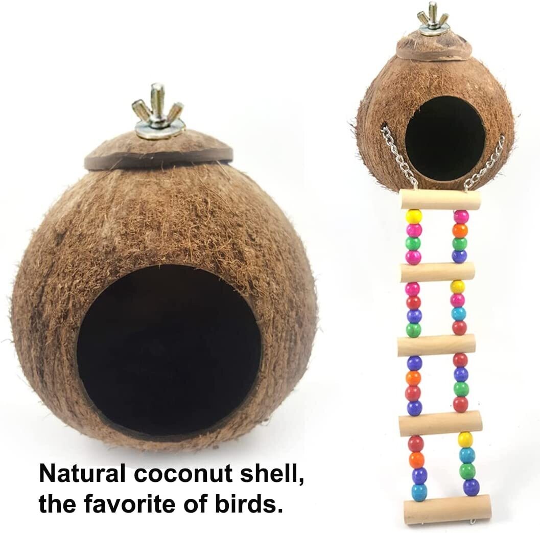 Coconut Shell Climbing Nest, Bird House for Ornamental Birds, Natural Coconut Habitat for Birds