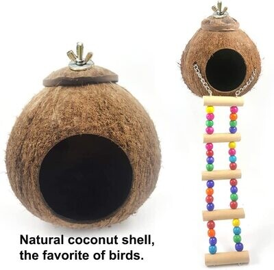 Coconut Shell Climbing Nest, Bird House for Ornamental Birds, Natural Coconut Habitat for Birds