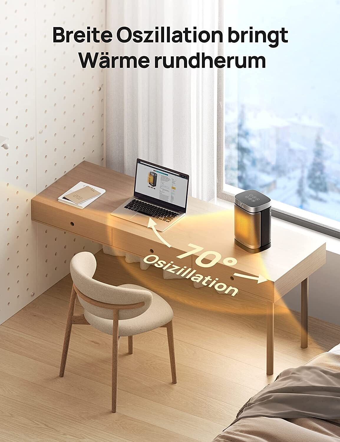 Ceramic Fan Heater with Energy Saving Thermostat, 12-Hour Timer, and Remote Control for Efficient Home Heating
