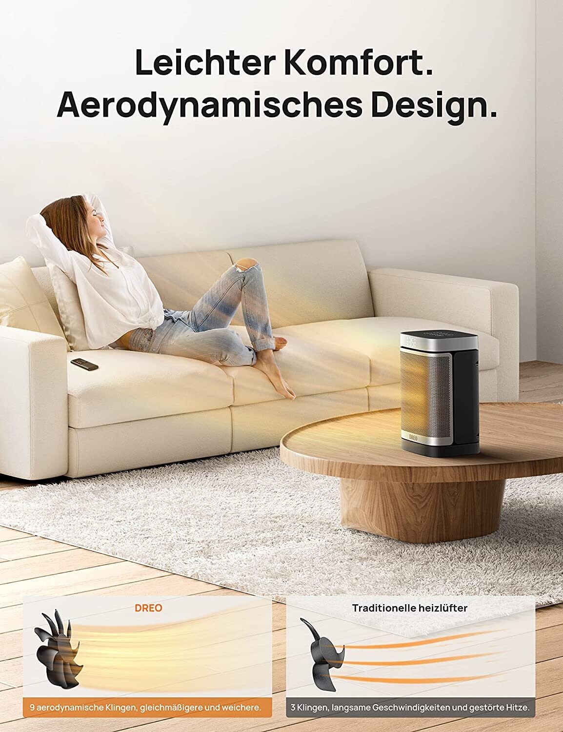 Ceramic Fan Heater with Energy Saving Thermostat, 12-Hour Timer, and Remote Control for Efficient Home Heating