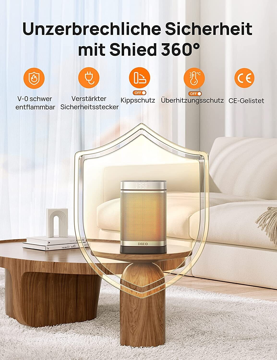 Ceramic Fan Heater with Energy Saving Thermostat, 12-Hour Timer, and Remote Control for Efficient Home Heating