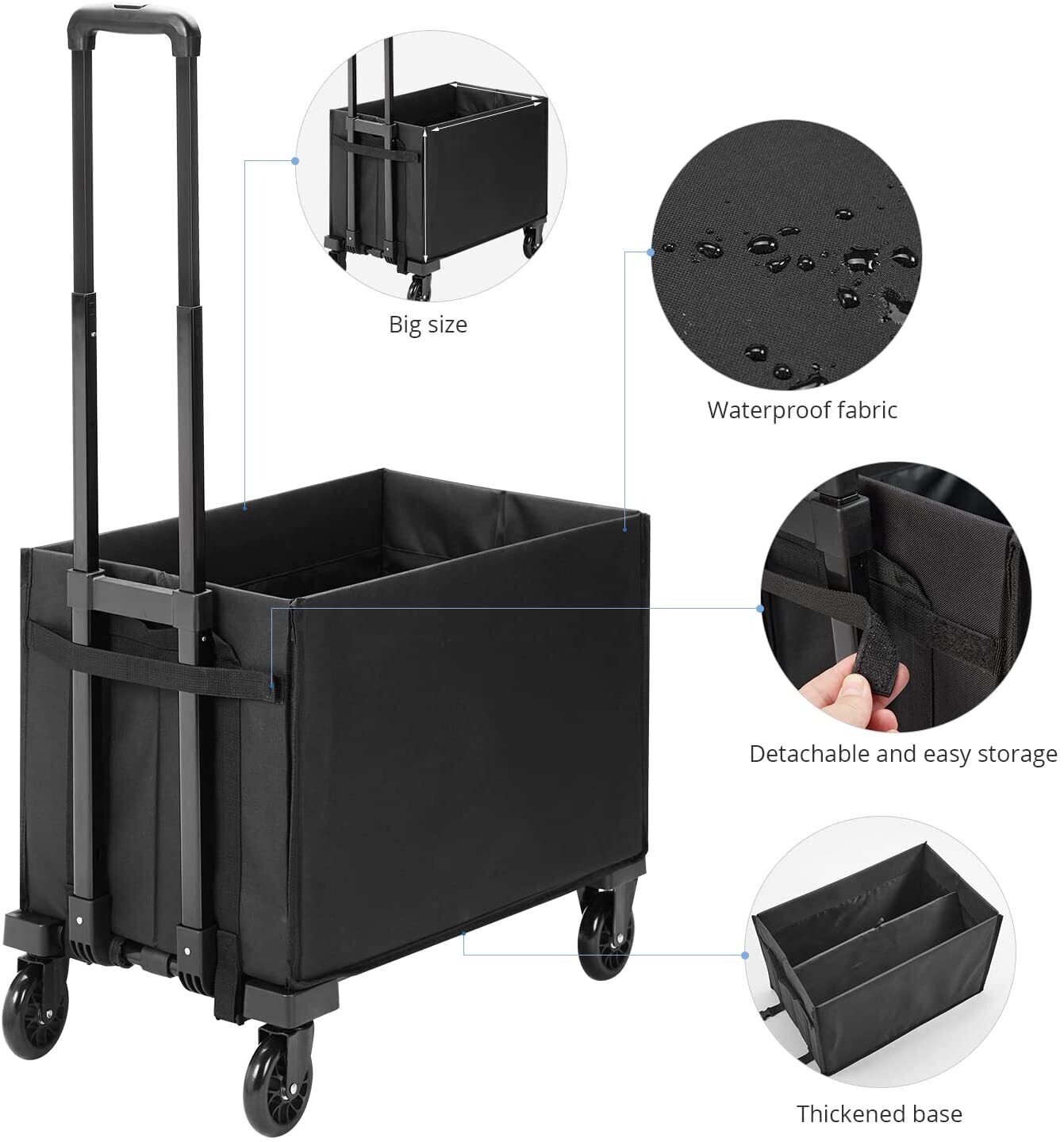 2-in-1 Folding Hand Truck with Bag – Portable Heavy-Duty Shopping Cart for Convenient Transport
