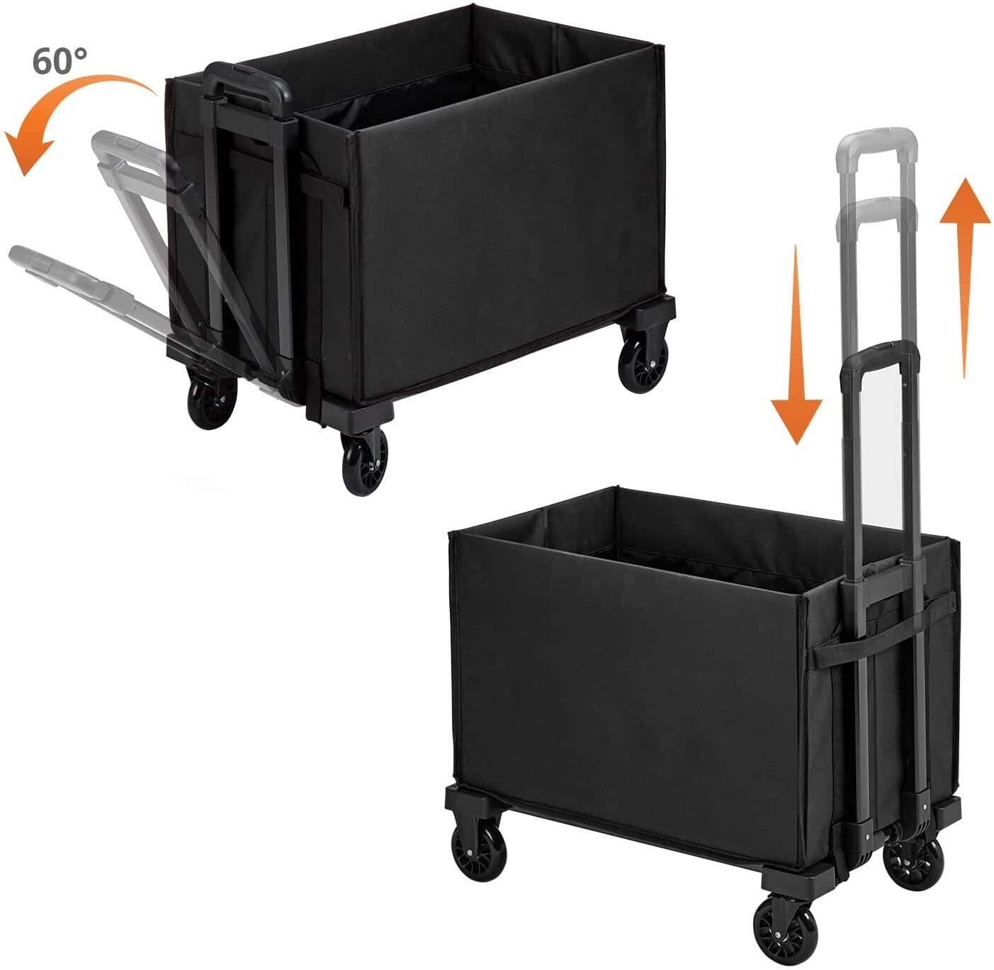 2-in-1 Folding Hand Truck with Bag – Portable Heavy-Duty Shopping Cart for Convenient Transport