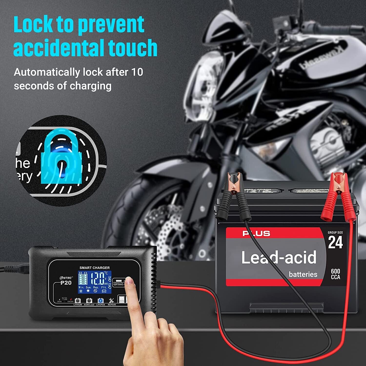 20A 12V/24V Car Battery Charger, Battery Maintainer, and Trickle Charger