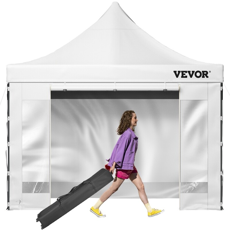 Outdoor Gazebo Tent Pop-Up Canopy Tent 10 x 10 FT with Sidewalls, White