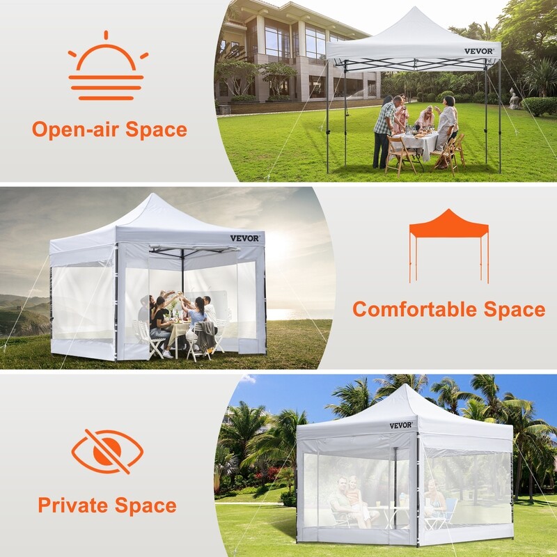 Outdoor Gazebo Tent Pop-Up Canopy Tent 10 x 10 FT with Sidewalls, White