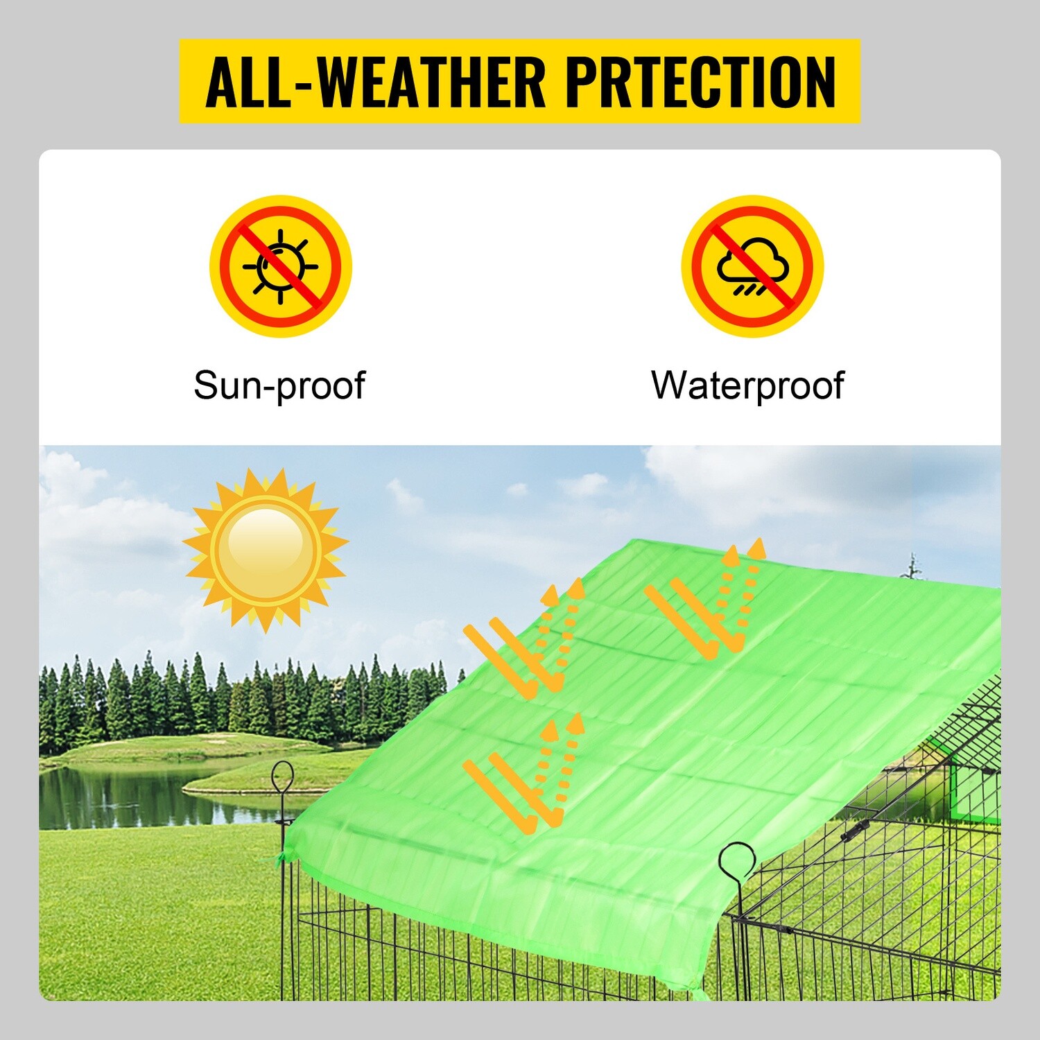 71x30x30&quot; Metal Small Animal Playpen Enclosure - Durable Chicken Coop Run Cage for Safe Outdoor Play and Containment