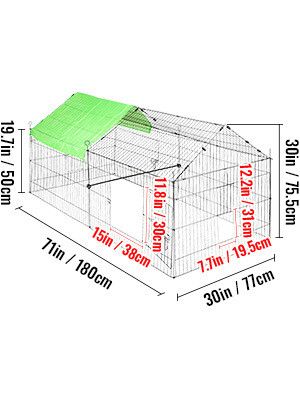 71x30x30&quot; Metal Small Animal Playpen Enclosure - Durable Chicken Coop Run Cage for Safe Outdoor Play and Containment