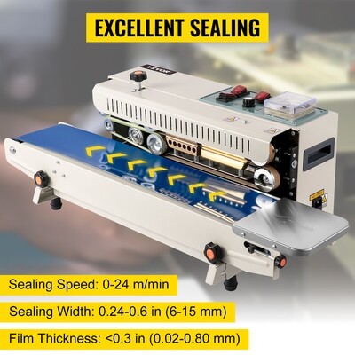 FR900 Auto Horizontal Sealing Machine 220V – Continuous Band Sealer for Bags, Ideal for Packaging and Sealing Products Efficiently
