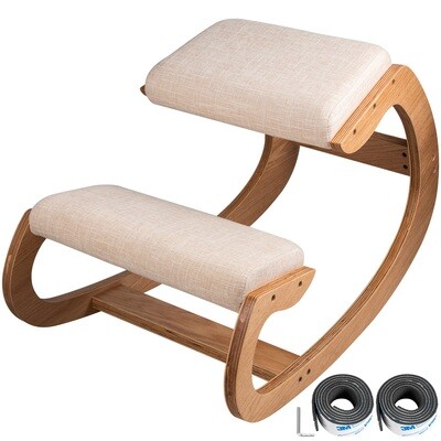 Rocking Posture Correcting Wooden Stool for Office & Home Ergonomic Kneeling Chair