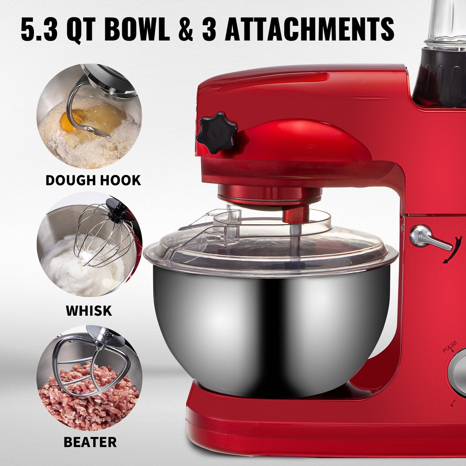 Red 4 in 1 Stand Mixer Meat Grinder Juice Blender 1000w 5qt Bowl