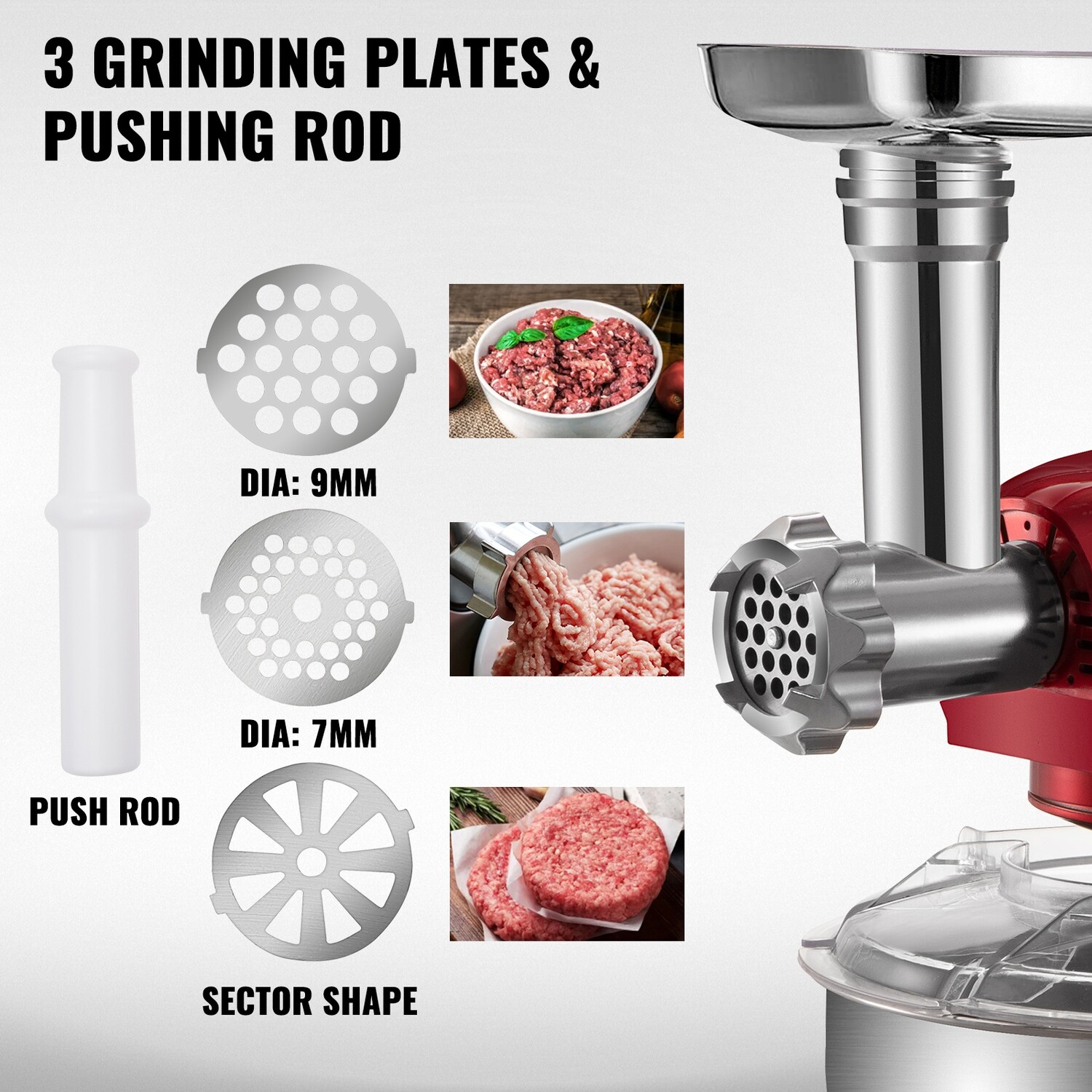 Red 4 in 1 Stand Mixer Meat Grinder Juice Blender 1000w 5qt Bowl