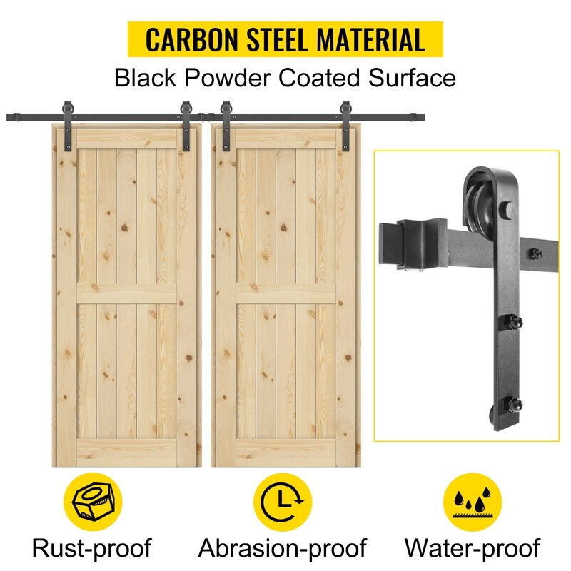 Sliding Barn Door Hardware Kit, 12FT Barn Door Kit, 330LBS Load-bearing Double Barn Door Hardware Kit