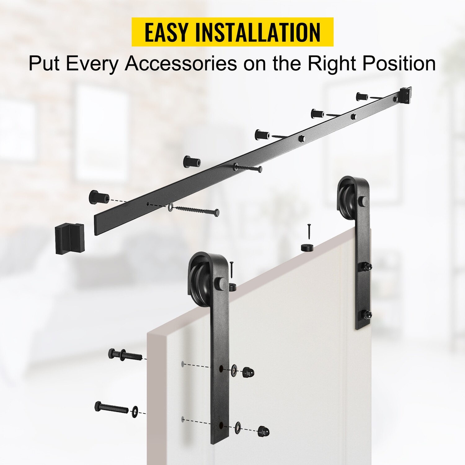 Sliding Barn Door Hardware Kit, 12FT Barn Door Kit, 330LBS Load-bearing Double Barn Door Hardware Kit