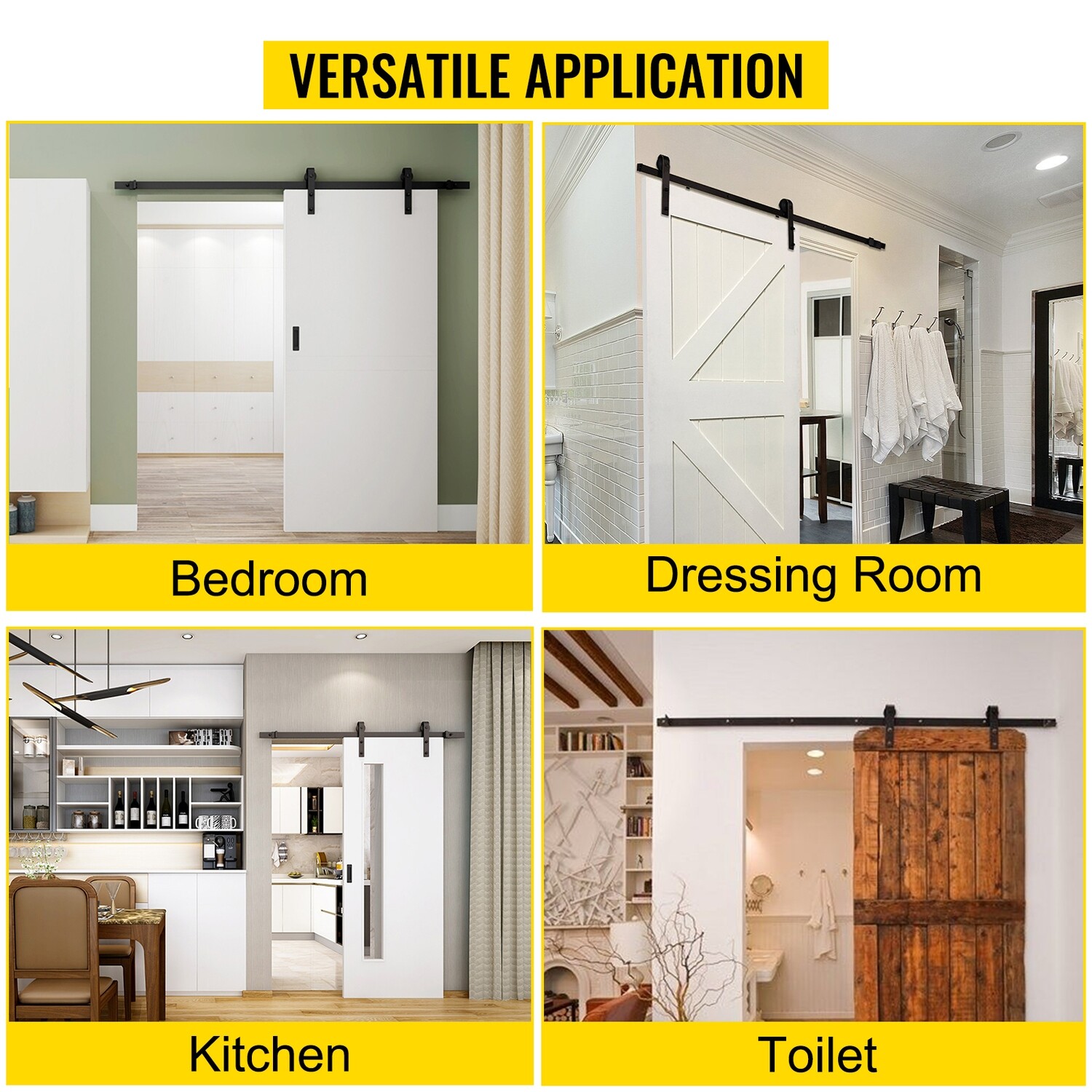 Sliding Barn Door Hardware Kit, 12FT Barn Door Kit, 330LBS Load-bearing Double Barn Door Hardware Kit