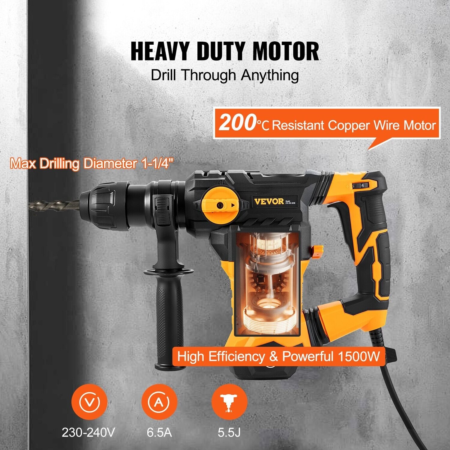 SDS-Plus Chipping Hammers Rotary Hammer Drill Corded Drills 1-1/4&quot;