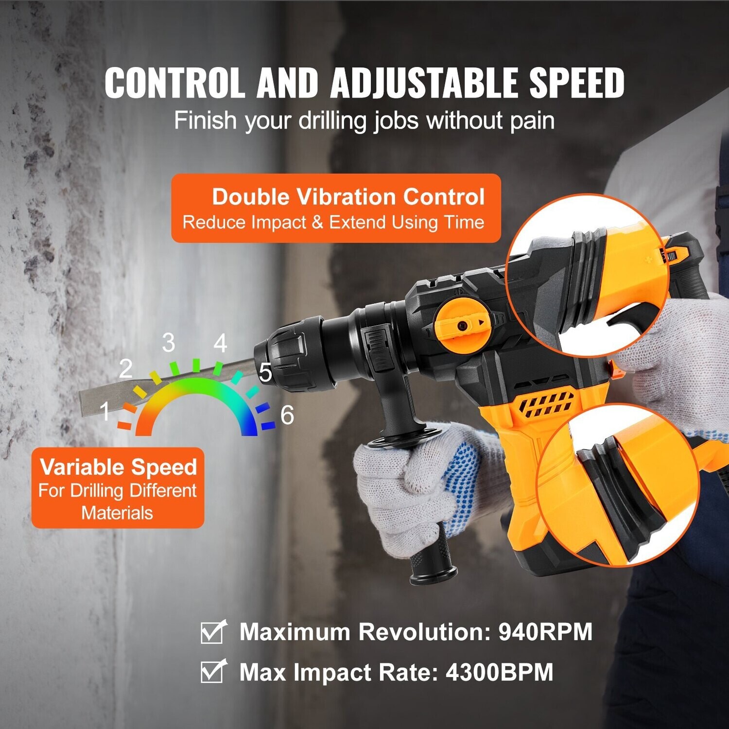 SDS-Plus Chipping Hammers Rotary Hammer Drill Corded Drills 1-1/4&quot;