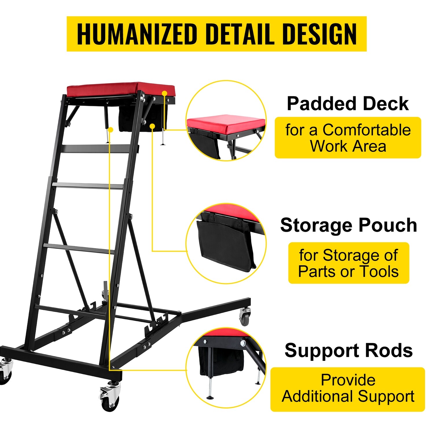 Adjustable Height Foldable Creeper for Automotive Engines - Convenient and Portable Design for Easy Access and Comfort During Repairs