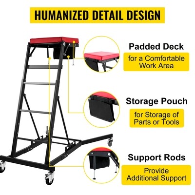 Adjustable Height Foldable Creeper for Automotive Engines - Convenient and Portable Design for Easy Access and Comfort During Repairs