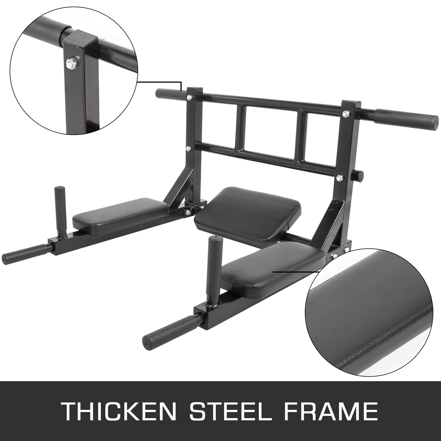 Pull Up Dip Bar Station Chin Up Gym Fitness Strength Training Wall Mounted