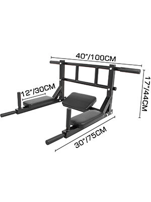 Pull Up Dip Bar Station Chin Up Gym Fitness Strength Training Wall Mounted