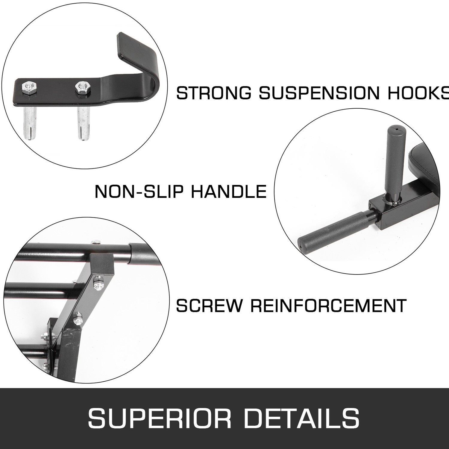 Pull Up Dip Bar Station Chin Up Gym Fitness Strength Training Wall Mounted