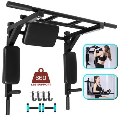 Pull Up Dip Bar Station Chin Up Gym Fitness Strength Training Wall Mounted
