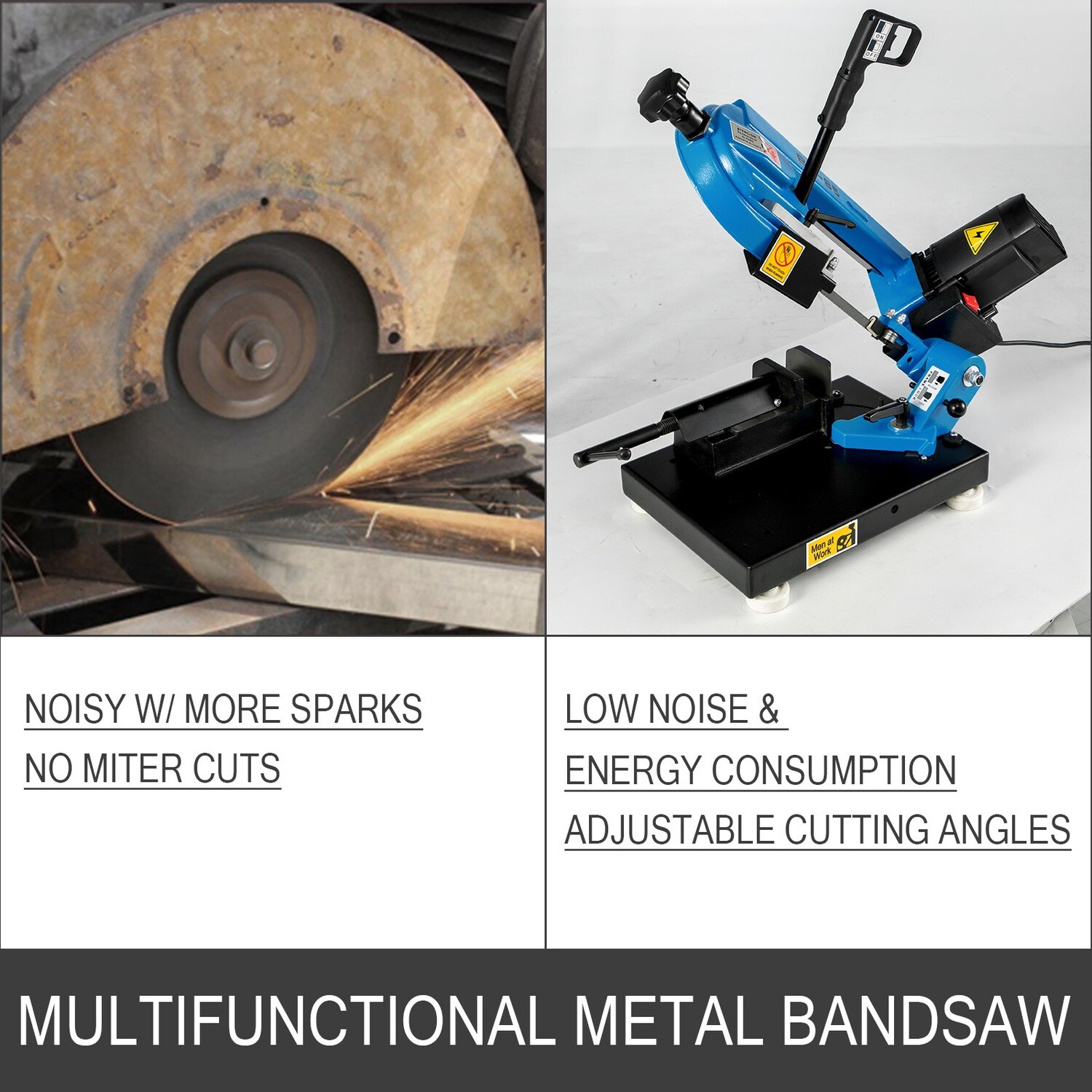 Metal Bandsaw Metal Band Saw 1000W for Cutting Wood, Metal, Glass, Fiber &amp; Plastic