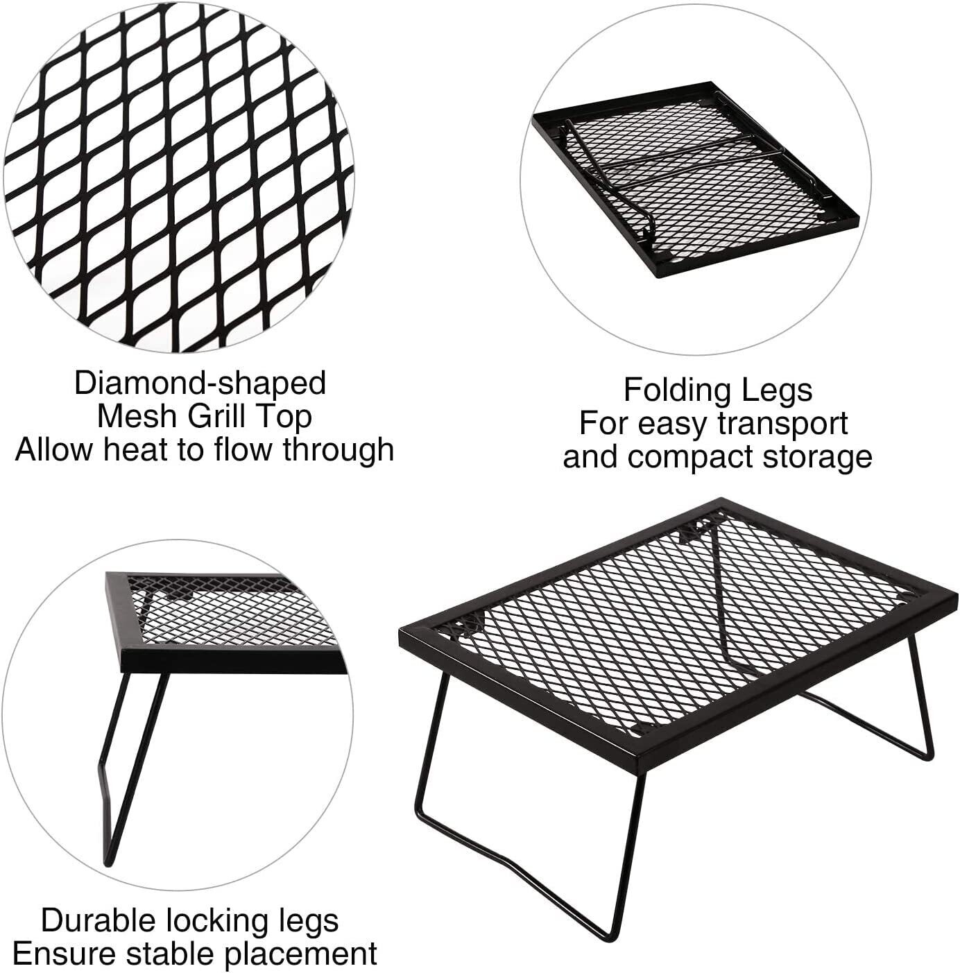 Portable Heavy Duty Steel Campfire Grill Grate Folding
