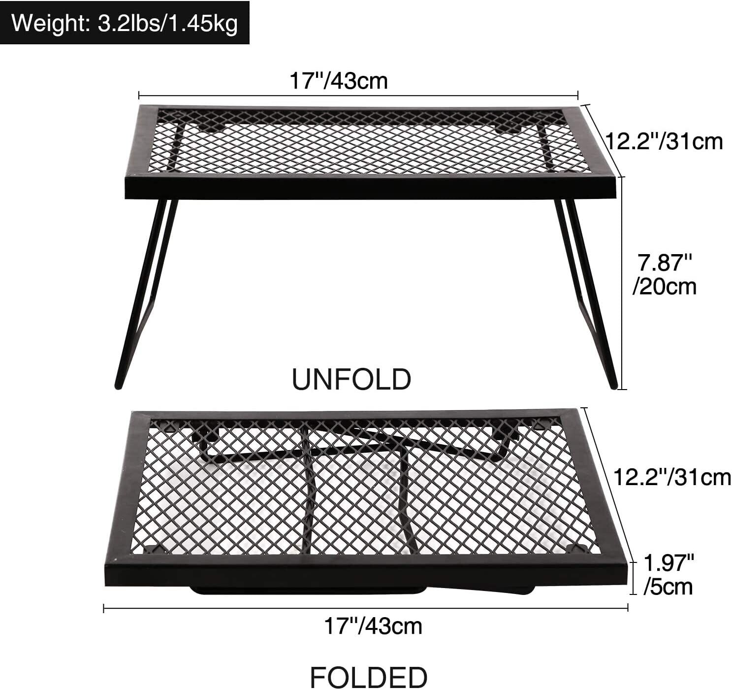 Portable Heavy Duty Steel Campfire Grill Grate Folding