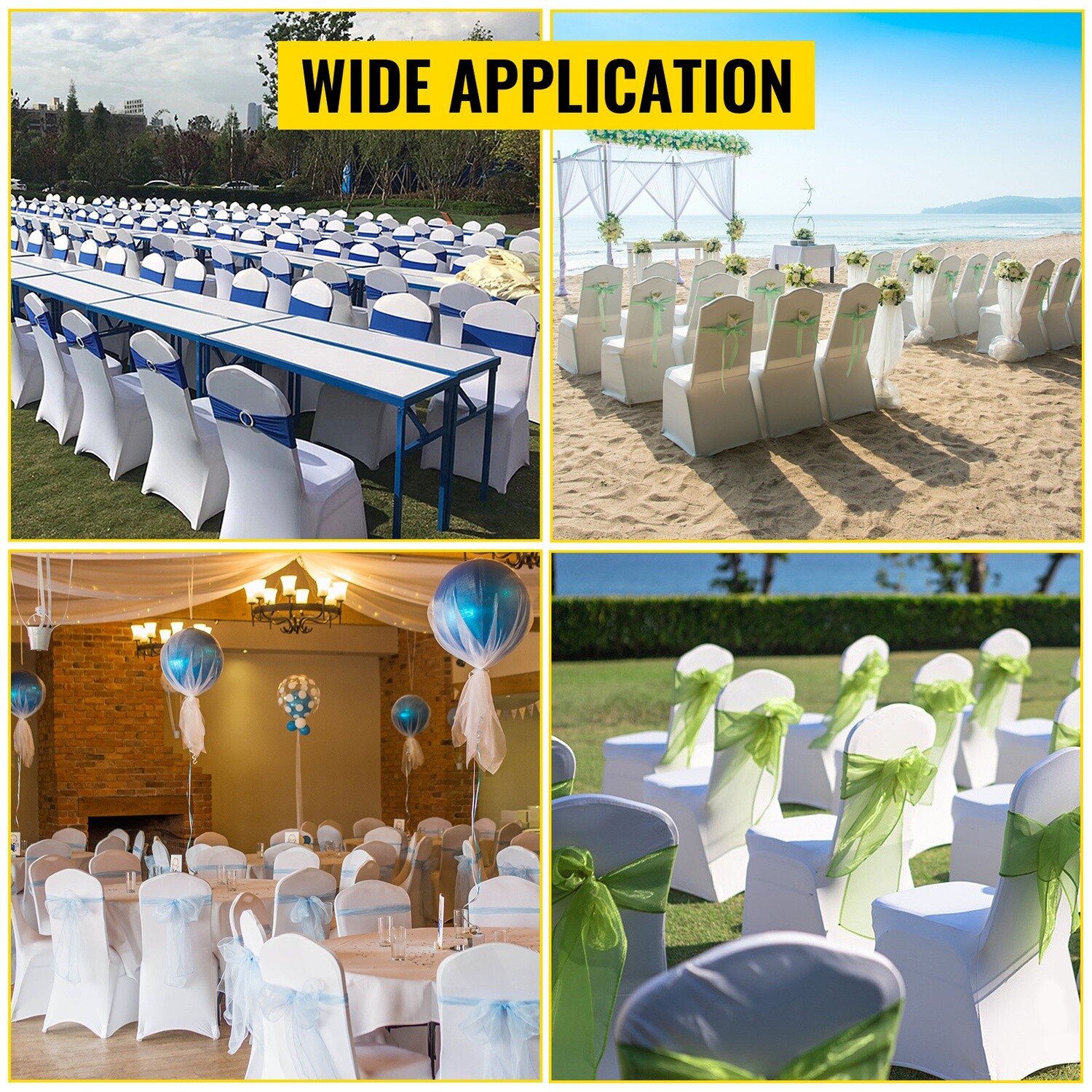 50 pcs Stretch White Spandex Chair Covers for Weddings and Events - Elegant and Durable Seating Solutions