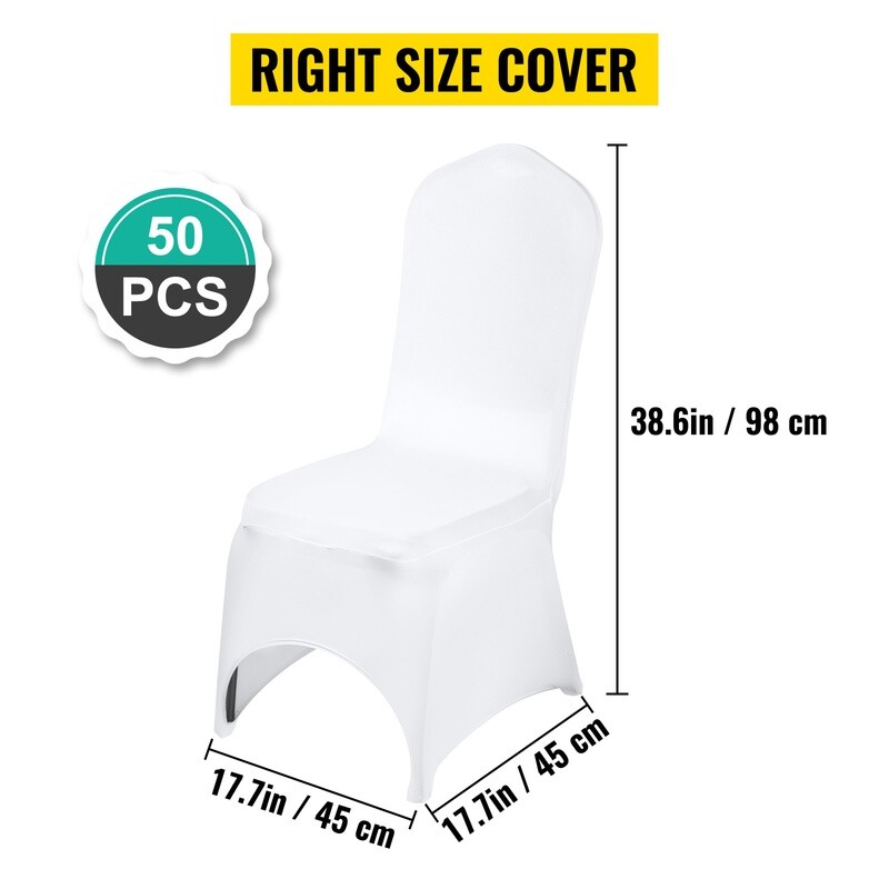50 pcs Stretch White Spandex Chair Covers for Weddings and Events - Elegant and Durable Seating Solutions