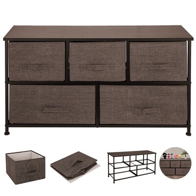 Fabric Storage Chest for Bedroom – 5 Drawer Dresser Organizer Storage Unit for Clothes, Toys, and Household Items