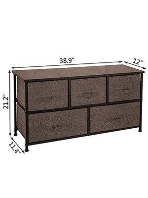Fabric Storage Chest for Bedroom – 5 Drawer Dresser Organizer Storage Unit for Clothes, Toys, and Household Items