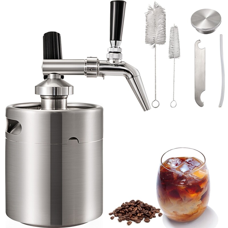 2L Nitro Cold Brew Coffee Maker - Stainless Steel Nitro Cold Brew Coffee Maker for Smooth, Refreshing Nitro-Infused Coffee at Home - Easy to Use and Maintain with Precision Dispensing