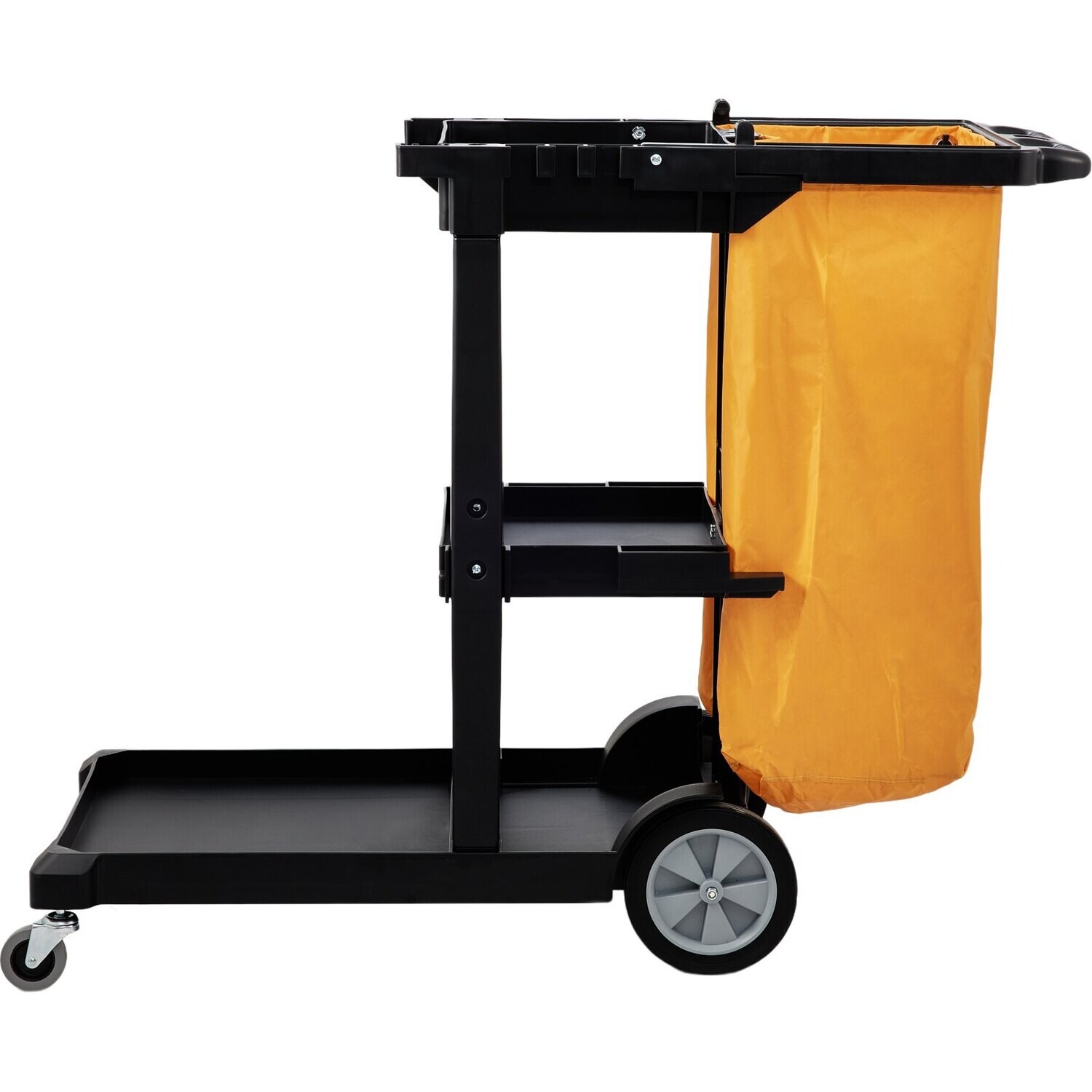 3-Shelf Commercial Janitorial Cart with 25-Gallon PVC Bag and Cover - 200 lbs Capacity, Heavy-Duty Plastic Housekeeping Cart for Efficient Cleaning and Organization
