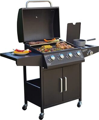 Outdoor Garden BBQ Grill with 4 Burners and 1 Side Burner in Gas