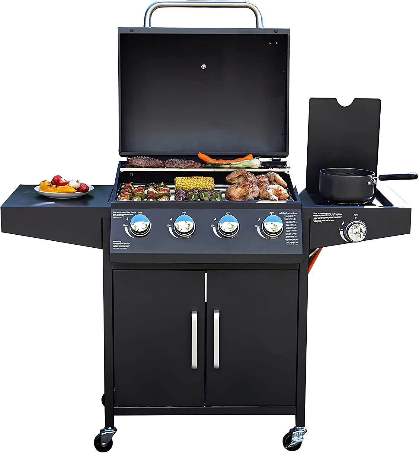 Outdoor Garden BBQ Grill with 4 Burners and 1 Side Burner in Gas