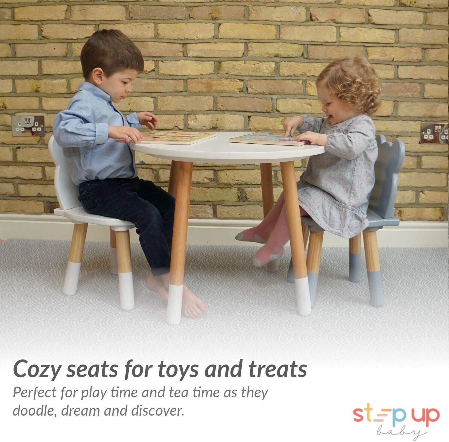 Toddler Kids Activity Play Table 2 Chair Wooden Set, Children&#39;s Table and Chairs,