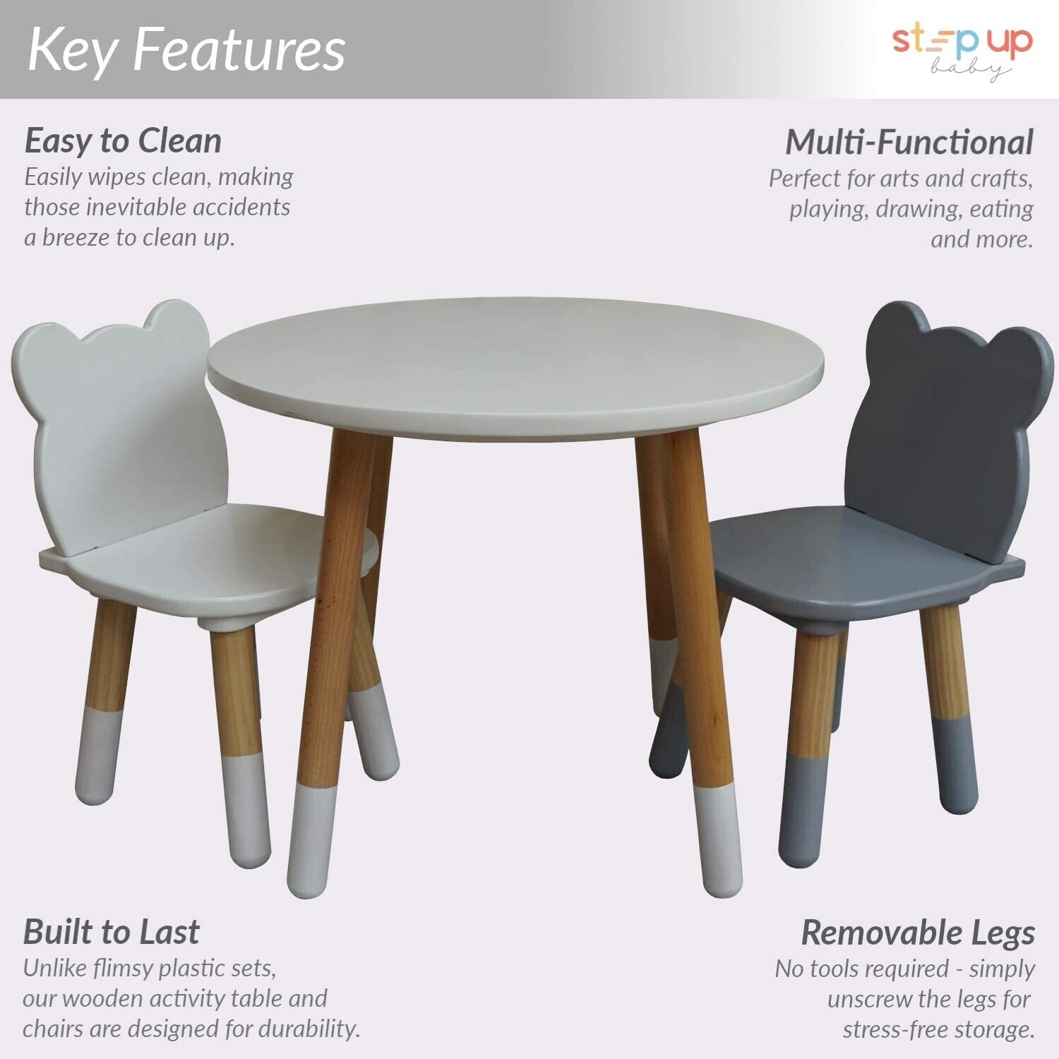 Toddler Kids Activity Play Table 2 Chair Wooden Set, Children&#39;s Table and Chairs,