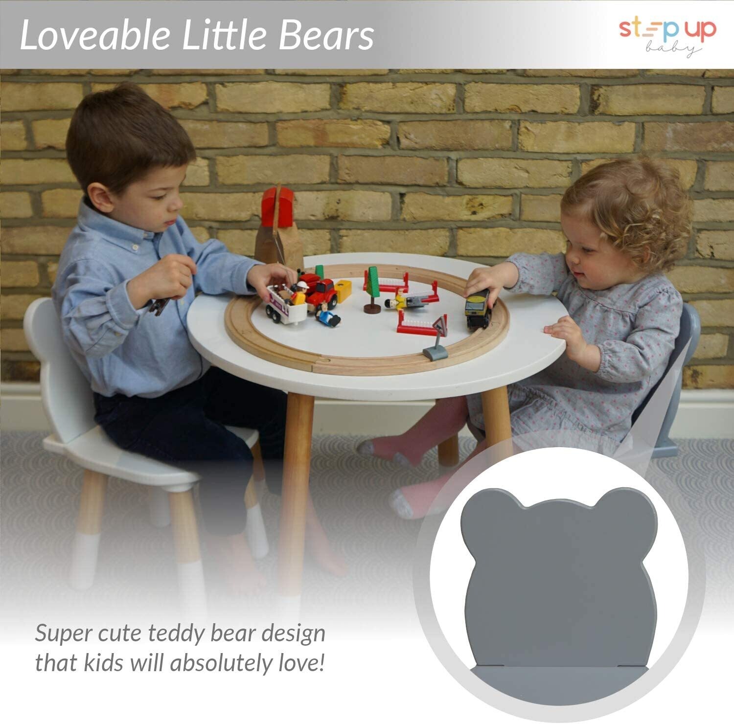 Toddler Kids Activity Play Table 2 Chair Wooden Set, Children&#39;s Table and Chairs,