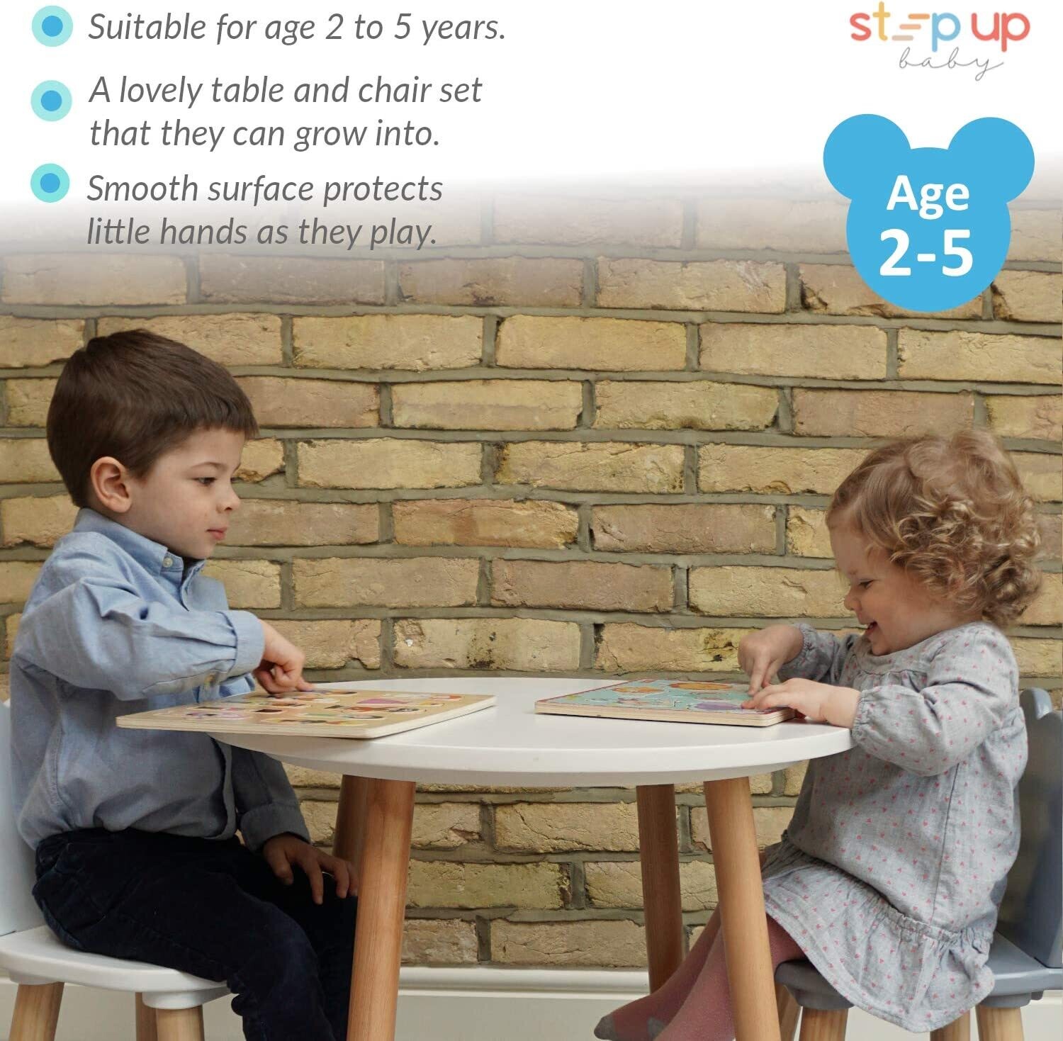 Toddler Kids Activity Play Table 2 Chair Wooden Set, Children&#39;s Table and Chairs,