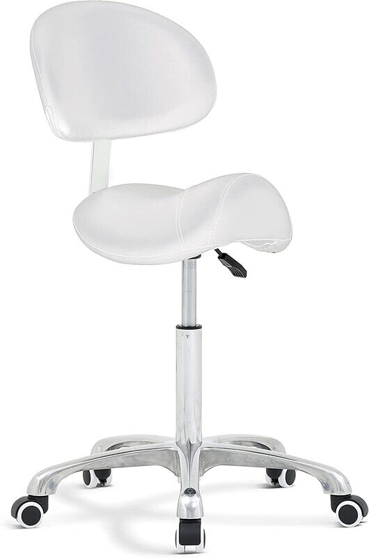 Adjustable Hydraulic Saddle Stool - Massage Rolling Work Chair with Wheels, Ideal for Beauty Salons, Kitchens, and Spas for Comfort and Mobility