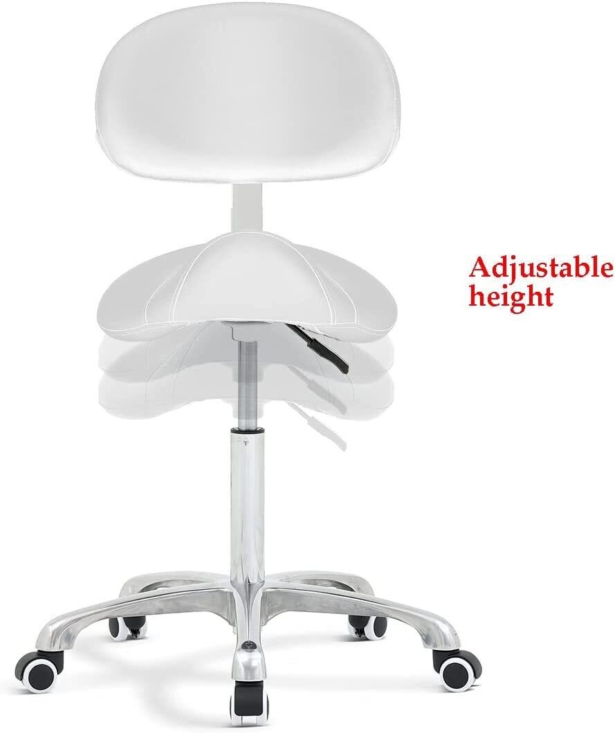 Adjustable Hydraulic Saddle Stool - Massage Rolling Work Chair with Wheels, Ideal for Beauty Salons, Kitchens, and Spas for Comfort and Mobility